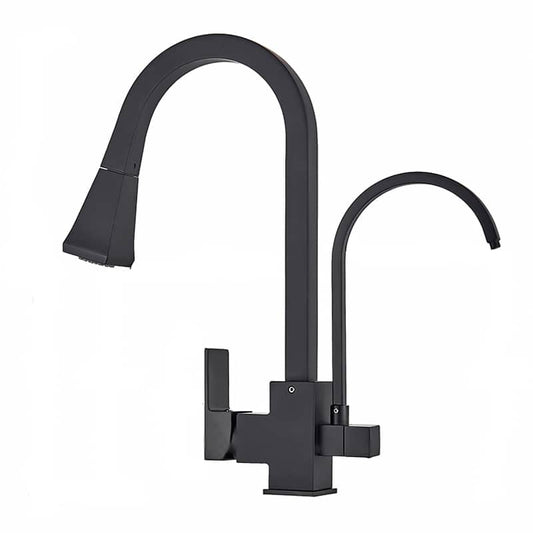 Baterie 3 cai AQUAROO, SUS 304, pentru filtru apa, seria Highline, Black- FN-77040B-9