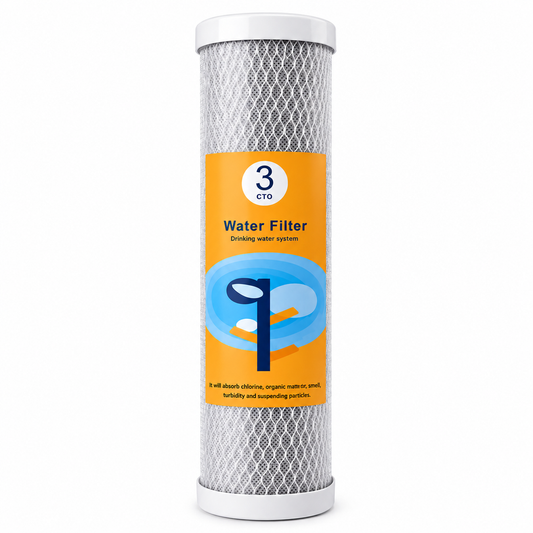 Cartuș filtrant cu bloc de carbon 5 microni, 10" (25 cm), pentru osmoză inversă, microfiltrare și ultrafiltrare