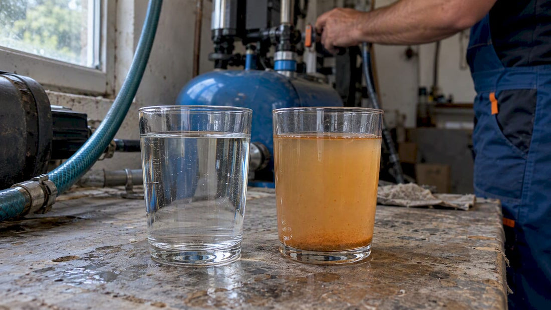 Mostre de apă cu sedimente portocalii