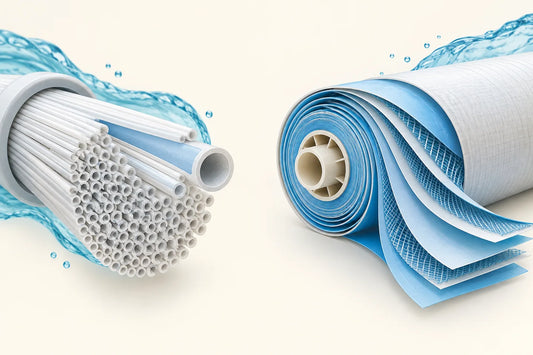 Structură cu fibre tubulare și membrană spiralată, prezentate comparativ