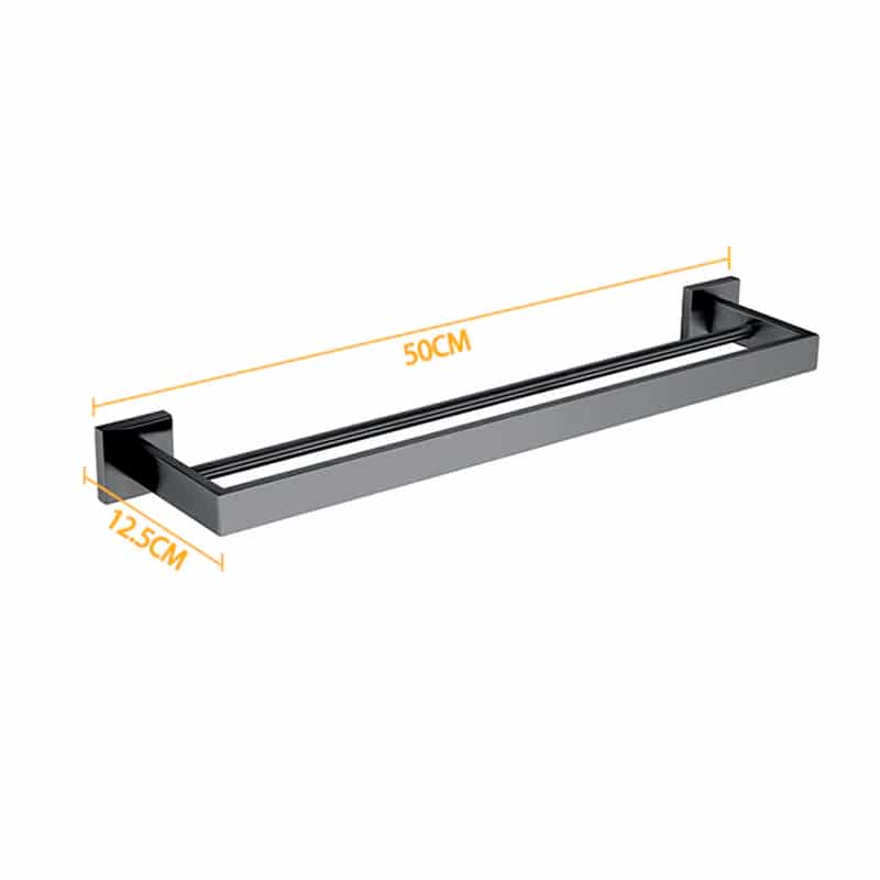 Suport prosop baie 2 in 1 AQUAROO, SUS 304, seria Square, Black 1