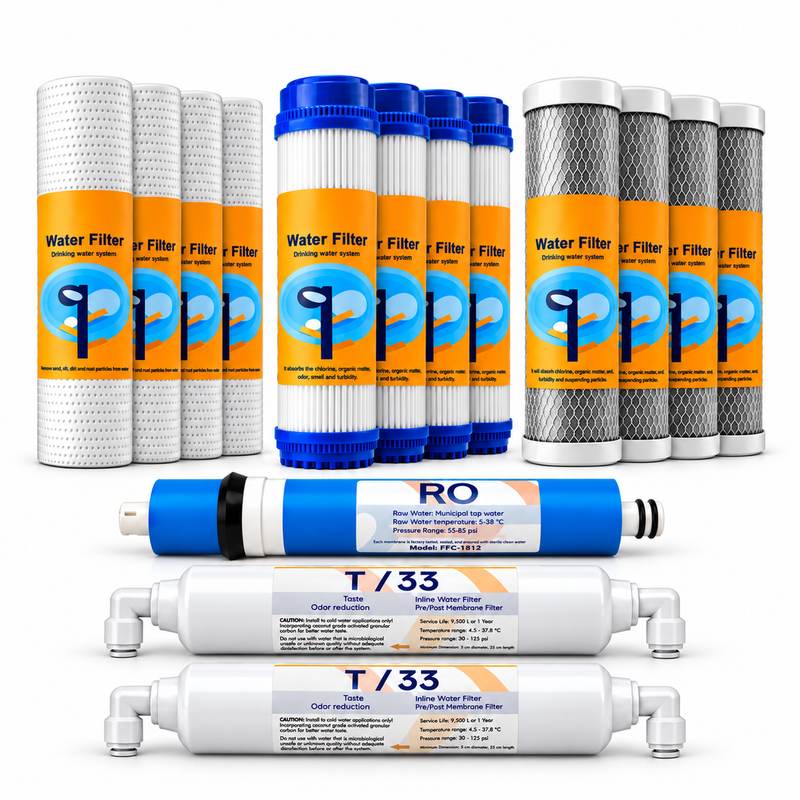Set 15 cartușe AQUAROO pentru osmoză inversă, membrană 75 GPD, pentru 2 ani de utilizare