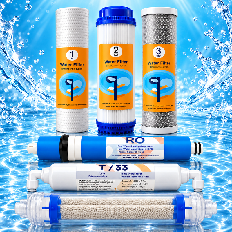 Set 6 cartușe AQUAROO pentru osmoză inversă, 75 GPD, deionizare