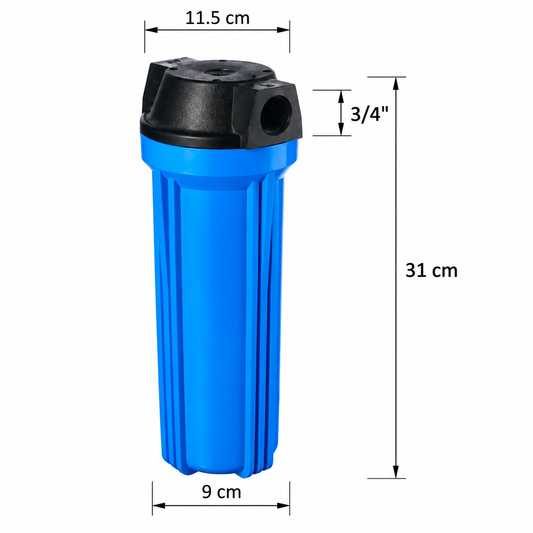Carcasă albastră pentru filtru de apă, fără cartuș, racord 3/4", debit 3 m³/h, presiune 1,3–8 bar