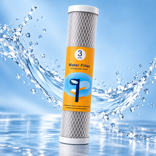 Cartuș filtrant cu bloc de carbon 5 microni, 10" (25 cm), pentru osmoză inversă, microfiltrare și ultrafiltrare