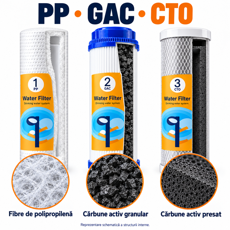 Set 15 cartușe AQUAROO pentru osmoză inversă, membrană 50 GPD, pentru 2 ani de utilizare
