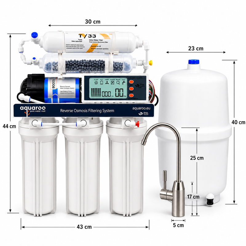 Osmoză inversă cu 5 trepte AR02-E, computer inteligent TDS, pompă Booster și rezervor
