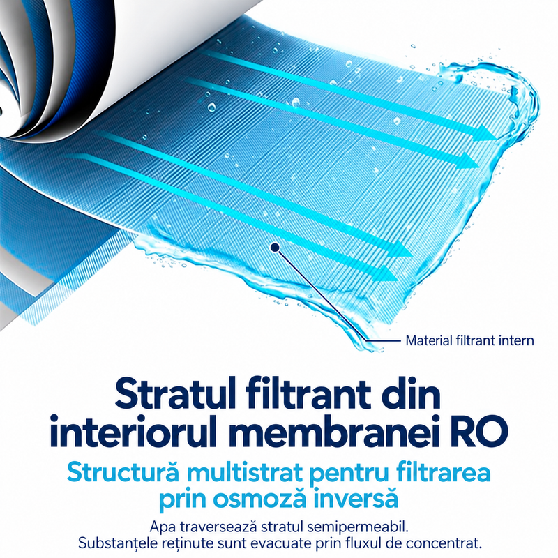 Set 5 cartușe AQUAROO, membrană RO 50 GPD, postcarbon și deionizare, treptele 4-6, pentru 2 ani de utilizare